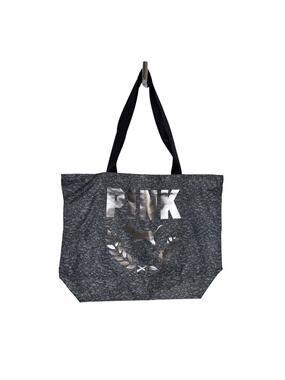 Victoria's Secret PINK Tote Bag Womens Large Gray Silver Foil Dog Logo Weekender